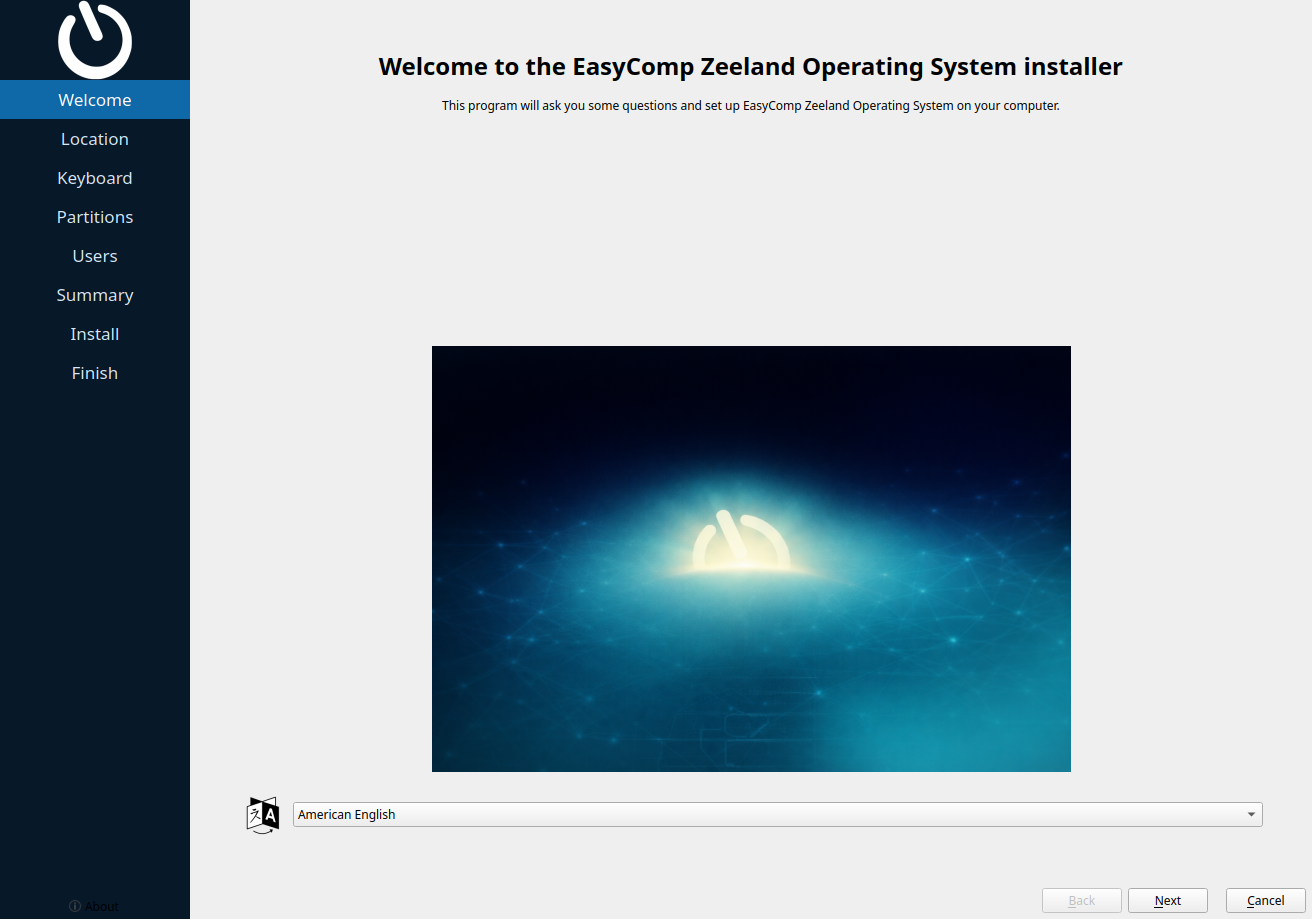 De officiële installer van ECZOS 0.1.1