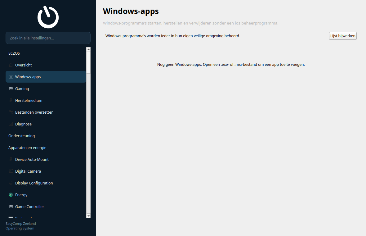 ECZOS Windows-appbeheer